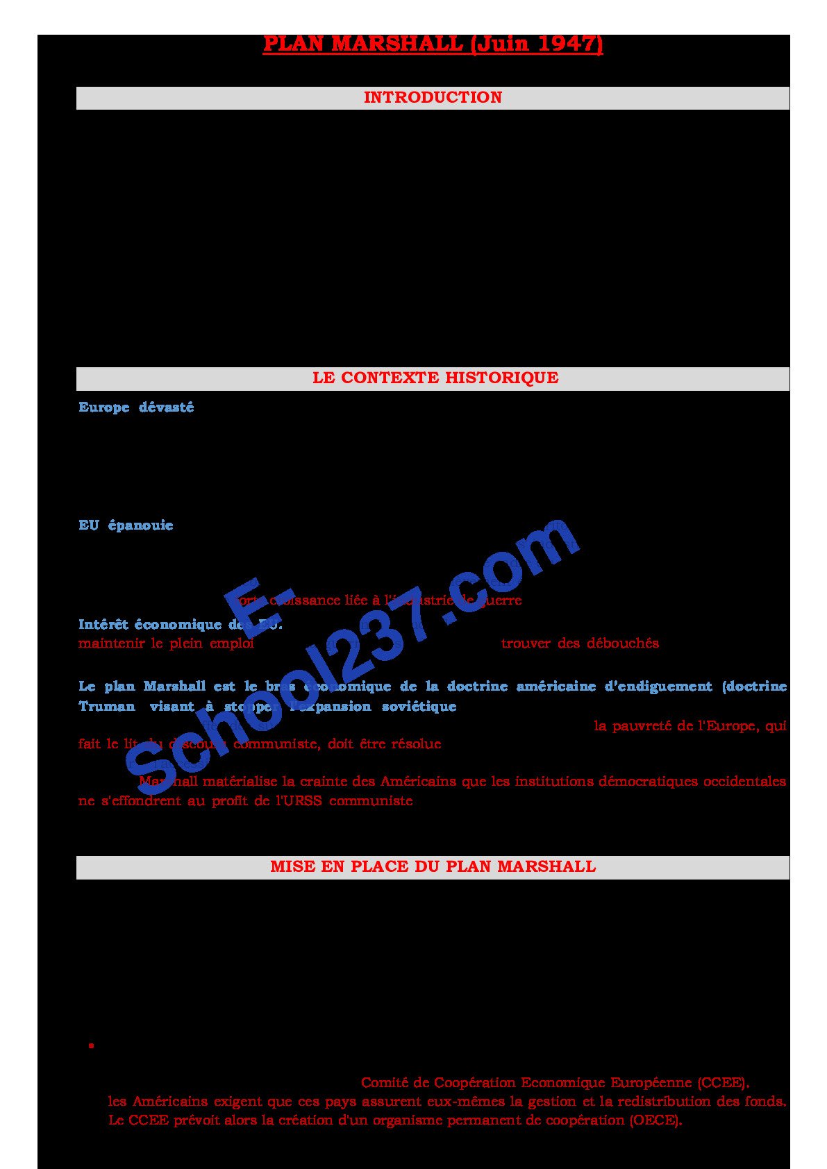 Support de cours terminale A,Cet D plan marchal