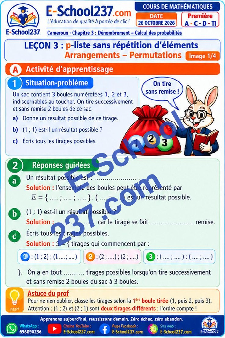 Leçon 3 : Arrangements permutations anagrammes