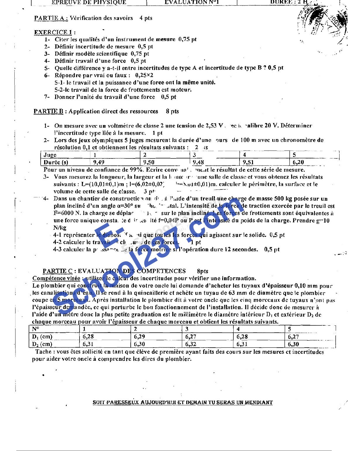 Physique_1ere_D_Evaluation_1_College_Prive_Laique_Les_Pharaons_2022_2023_E-School237.