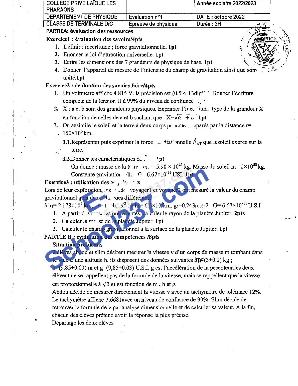 Physique_Tle_C_D_Evaluation_1_College_Prive_Laique_Les_Pharaons_Octobre_2022_E-School237...