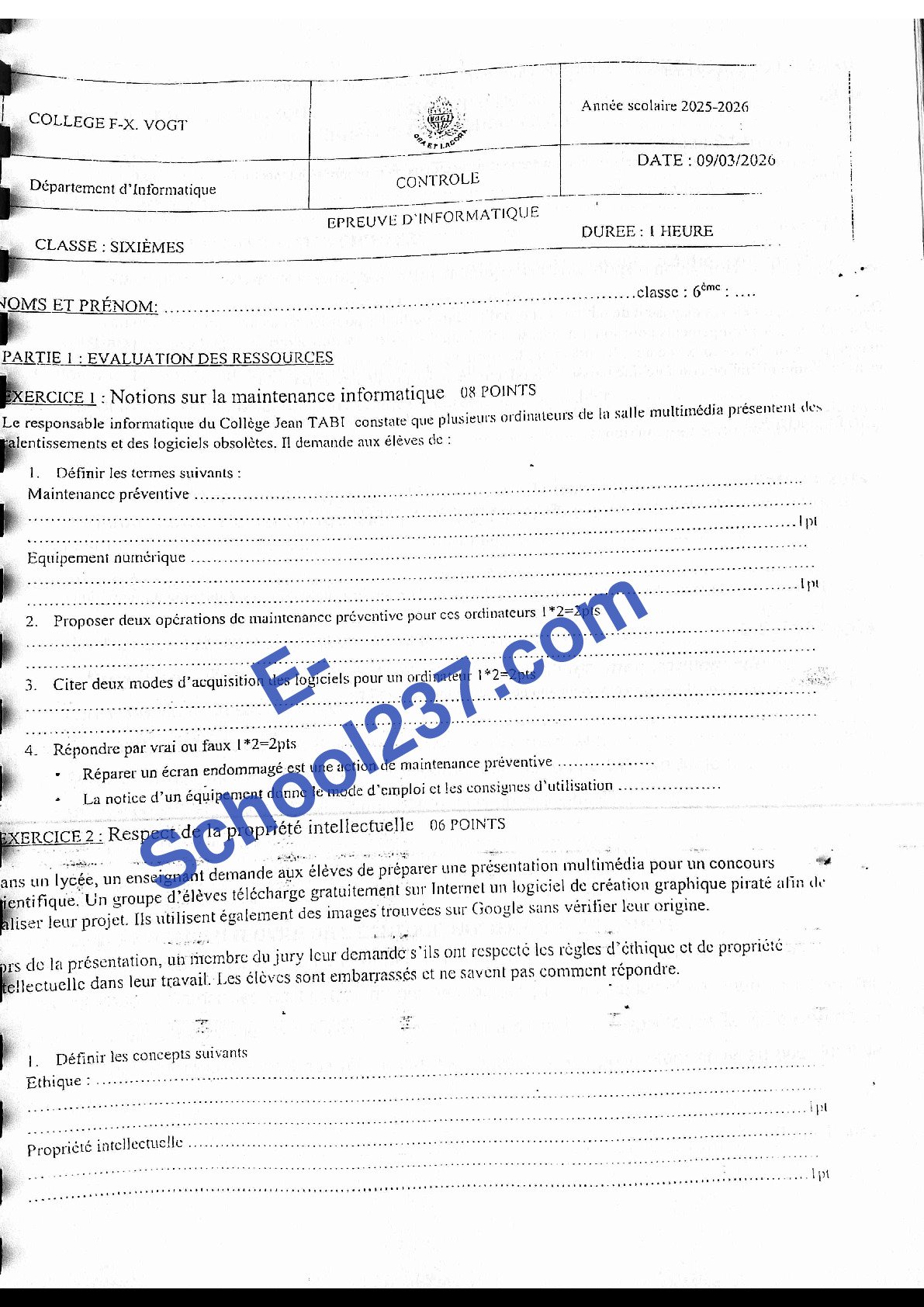 Informatique_6e_Vogt_Controle_09-03-2026_E-School237